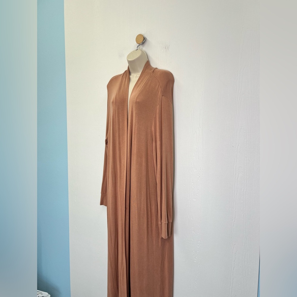 Skims - Cotton Umber Long Sleeve Poplin Tie Front Sleep Robe Size Medium - Picture 8 of 9